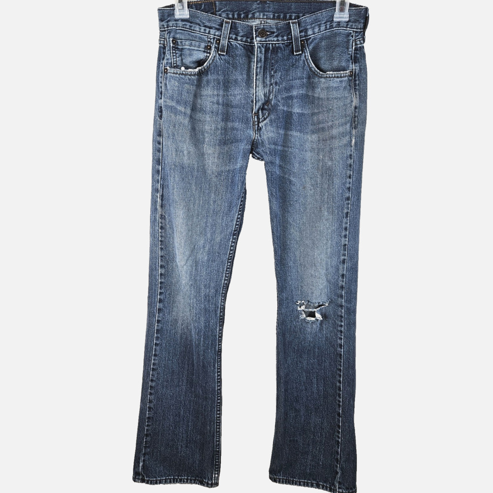 Levis 527 Jeans Mens 32x34 Boot Cut Medium Wash Denim Distressed Western Cowboy